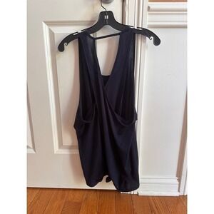 Athleta Women's Size large  Split Back Activewear Tank Top Navy Blue Relaxed